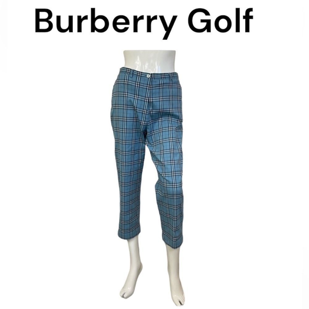 Burberry Golf Vintage Y2K Nova Check Cropped High Rise Trouser Pants Blue 28